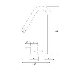 Waterevolution Flow 2-gats wastafelmengkraan chroom T112V01 tekening